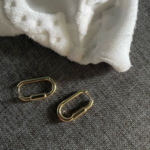 Gold colour edgy hoop earrings